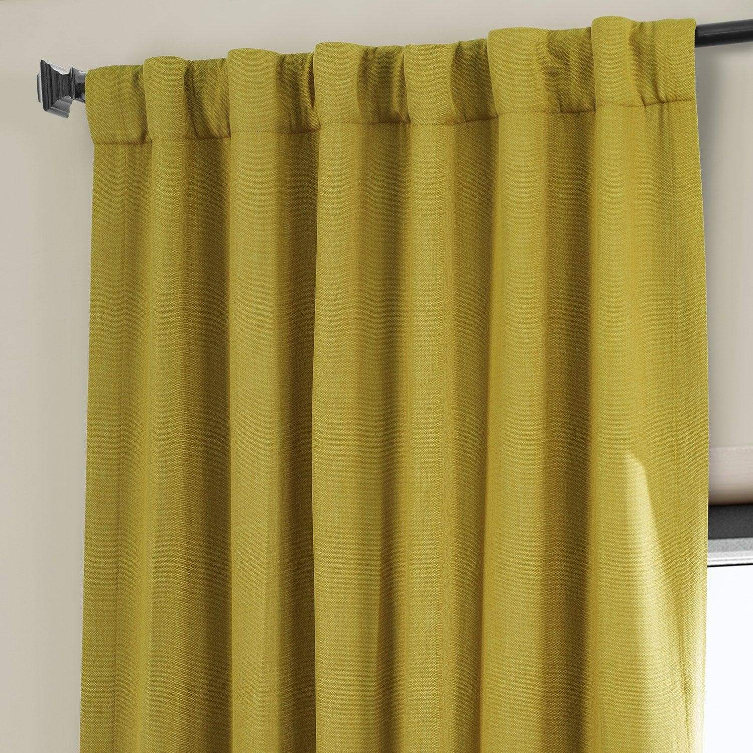 Ochre Textured Faux Linen Room Darkening Curtain - HalfPriceDrapes.com