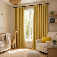 Ochre Textured Faux Linen Room Darkening Curtain