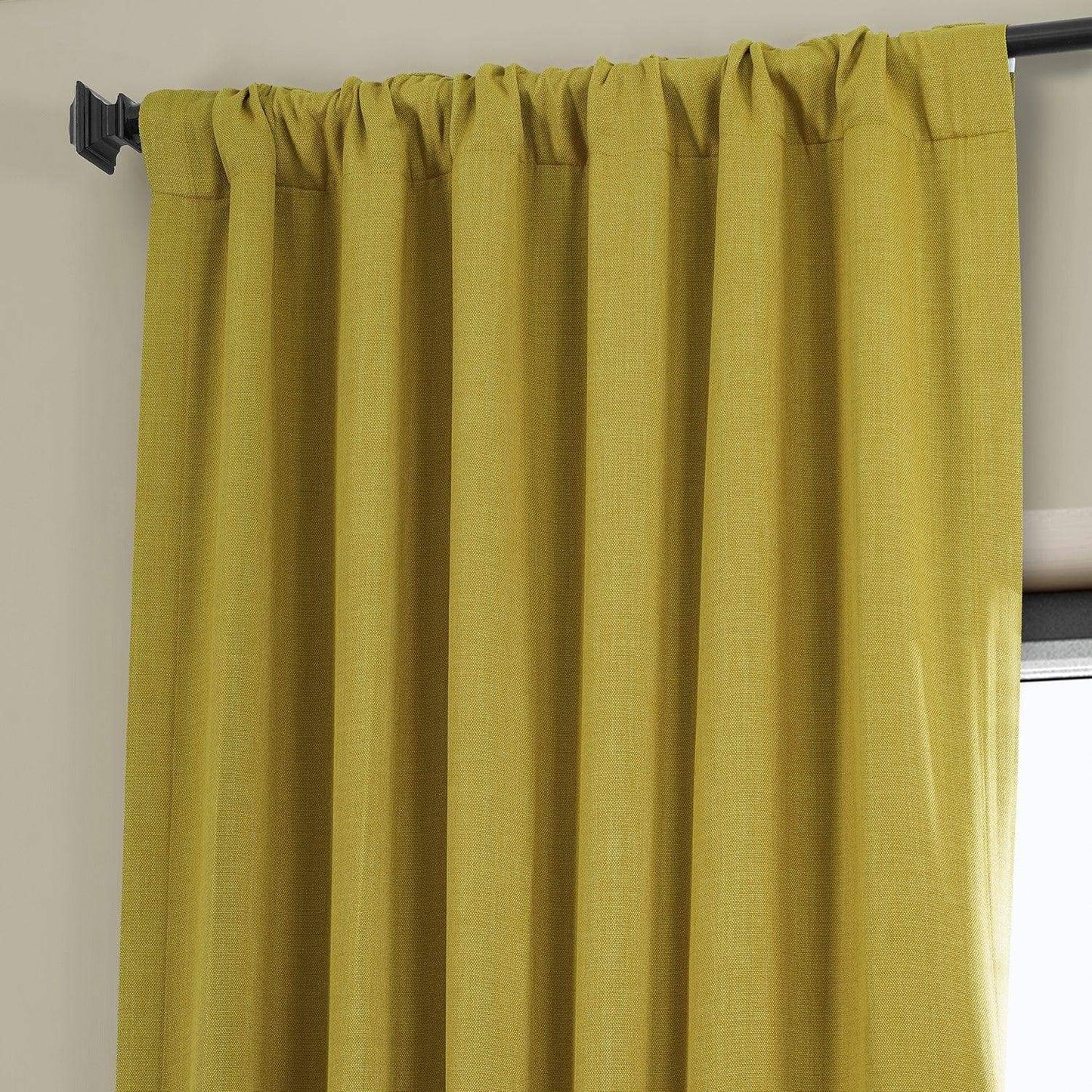 Ochre Textured Faux Linen Room Darkening Curtain - HalfPriceDrapes.com