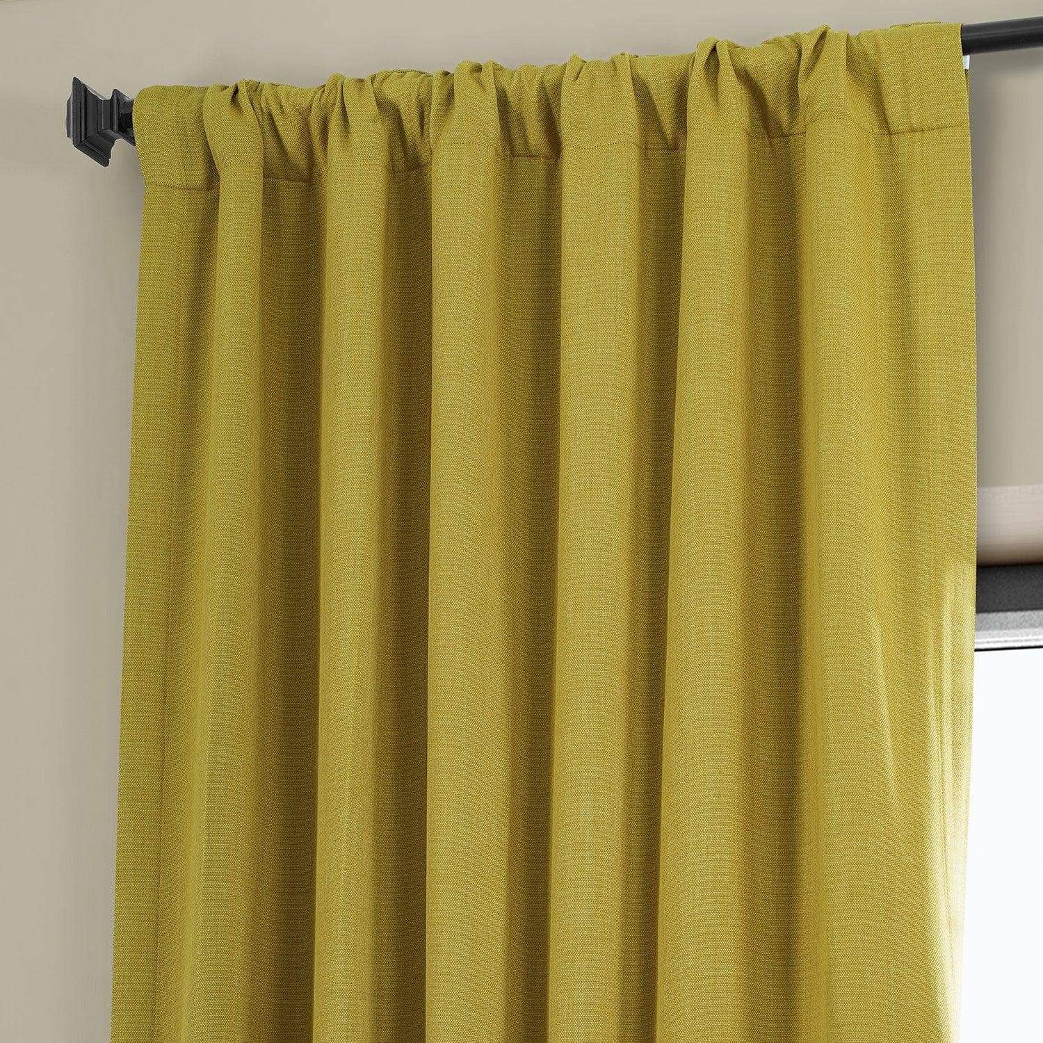Ochre Textured Faux Linen Room Darkening Curtain - HalfPriceDrapes.com