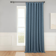 Reverie Blue Extra Wide Textured Faux Linen Room Darkening Curtain