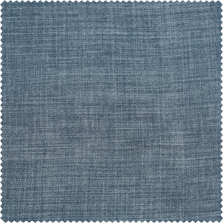 Reverie Blue Textured Faux Linen Custom Curtain