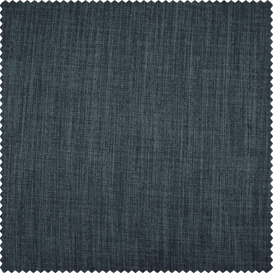Reverie Blue Textured Faux Linen Custom Curtain - HalfPriceDrapes.com