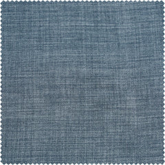 Reverie Blue Textured Faux Linen Room Darkening Curtain