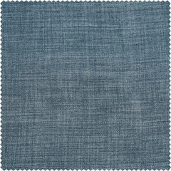 Reverie Blue Textured Faux Linen Room Darkening Curtain