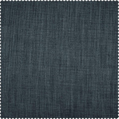 Reverie Blue Extra Wide Textured Faux Linen Room Darkening Curtain