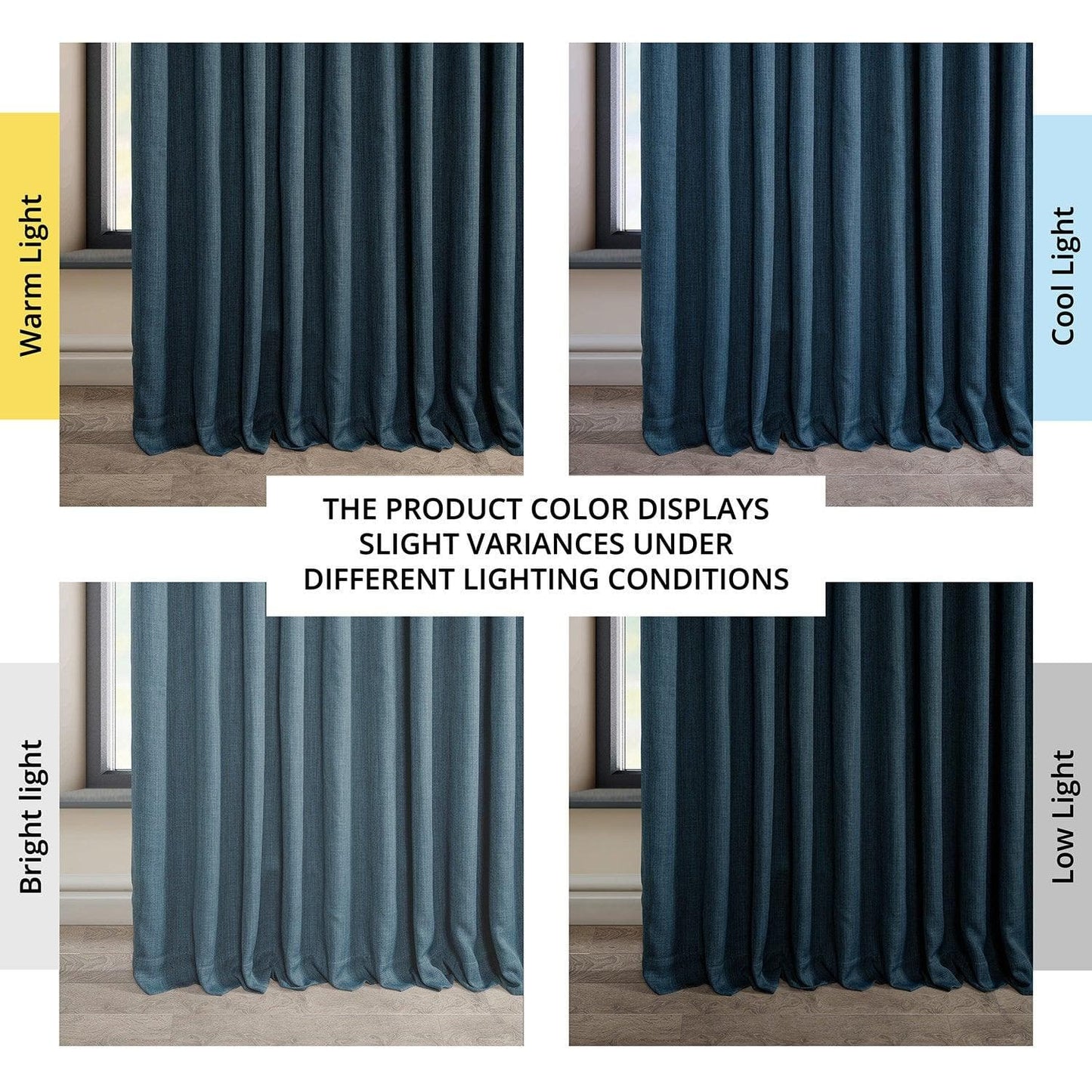 Story Blue Extra Wide Textured Faux Linen Room Darkening Curtain - HalfPriceDrapes.com
