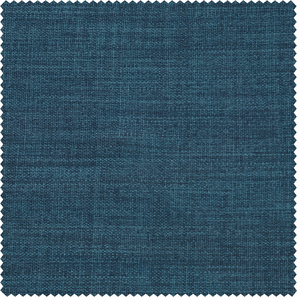 Story Blue Textured Faux Linen Custom Curtain