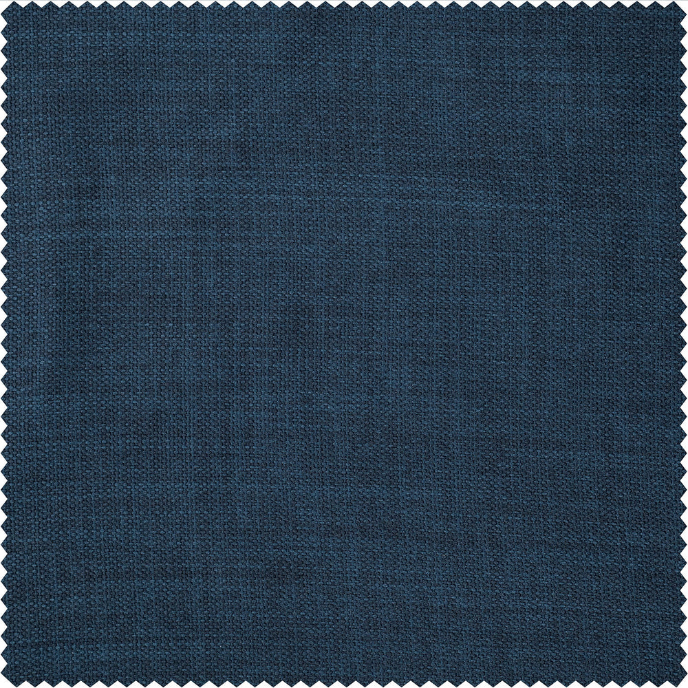 Nightfall Navy Textured Faux Linen Custom Curtain