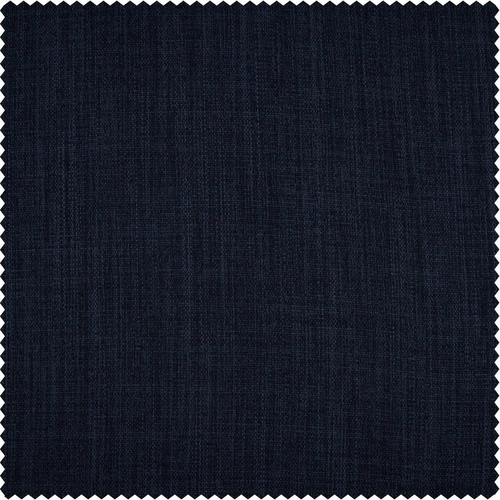Nightfall Navy Textured Faux Linen Custom Curtain - HalfPriceDrapes.com