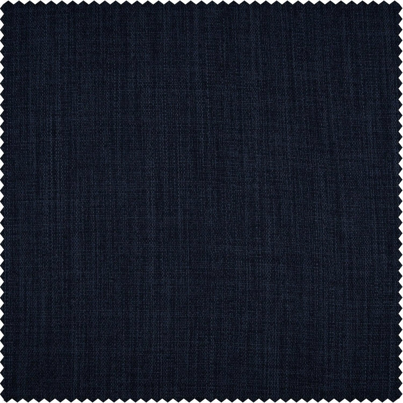 Nightfall Navy Textured Faux Linen Custom Curtain - HalfPriceDrapes.com