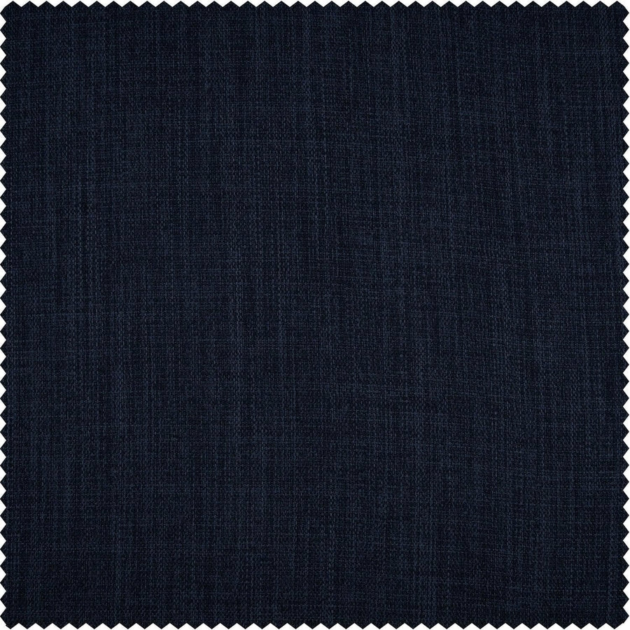 Nightfall Navy Textured Faux Linen Custom Curtain - HalfPriceDrapes.com