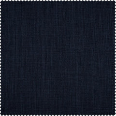 Nightfall Navy Textured Faux Linen Custom Curtain