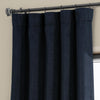 Nightfall Navy Textured Faux Linen Room Darkening Curtain - HalfPriceDrapes.com