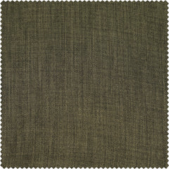 Khaki Green Textured Faux Linen Room Darkening Curtain