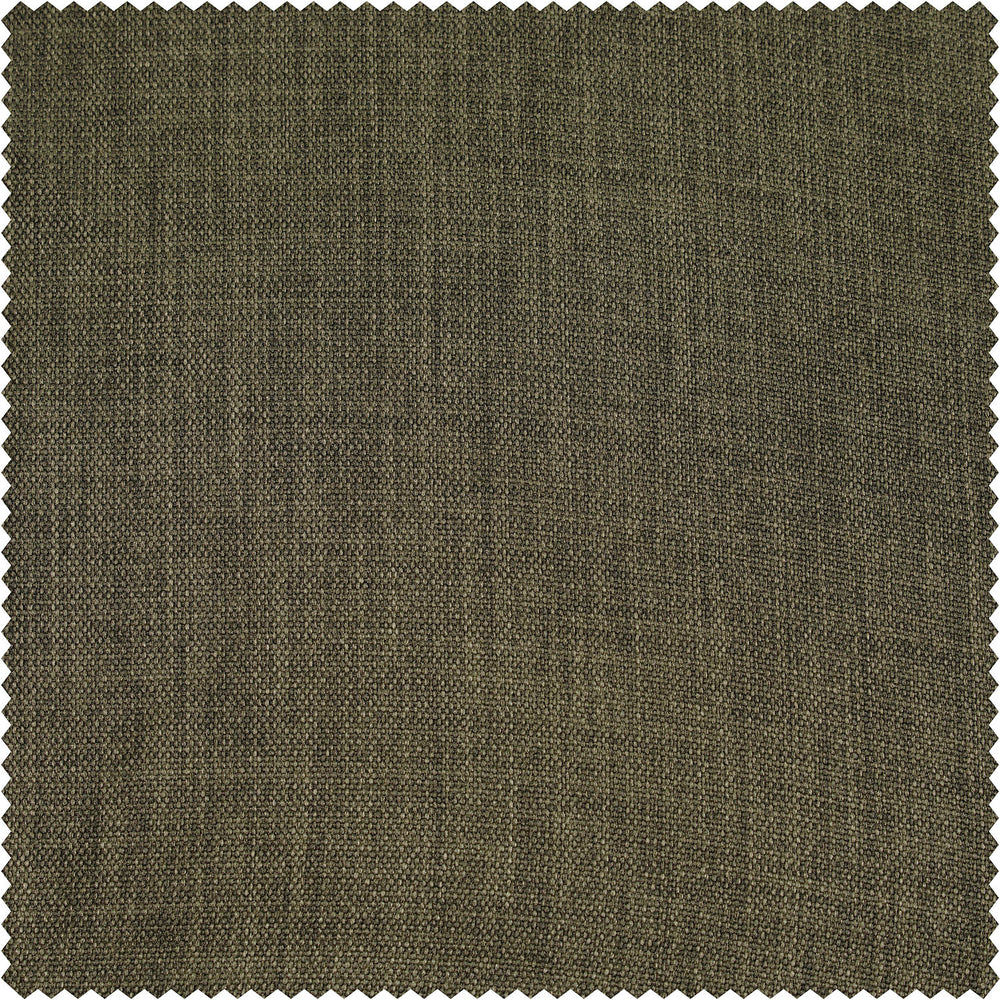 Khaki Green Textured Faux Linen Custom Curtain