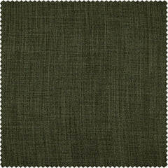 Khaki Green Textured Faux Linen Room Darkening Curtain
