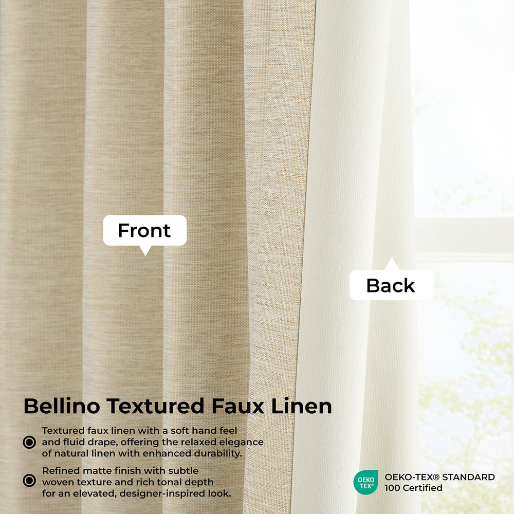 Candlelight Bellino Textured Faux Linen Room Darkening Curtain