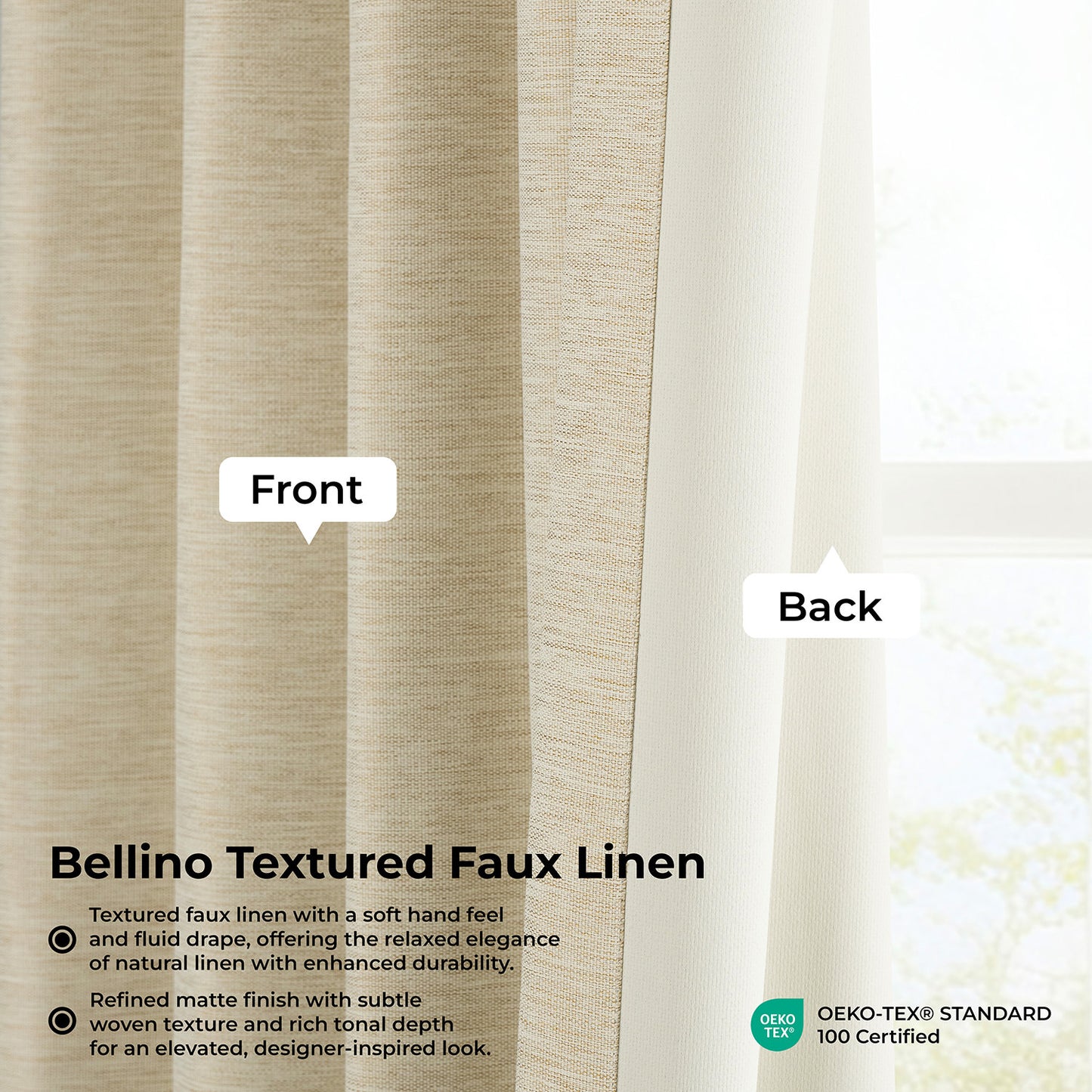 Candlelight Bellino Textured Faux Linen Room Darkening Curtain