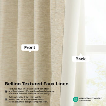 Candlelight Bellino Textured Faux Linen Room Darkening Curtain