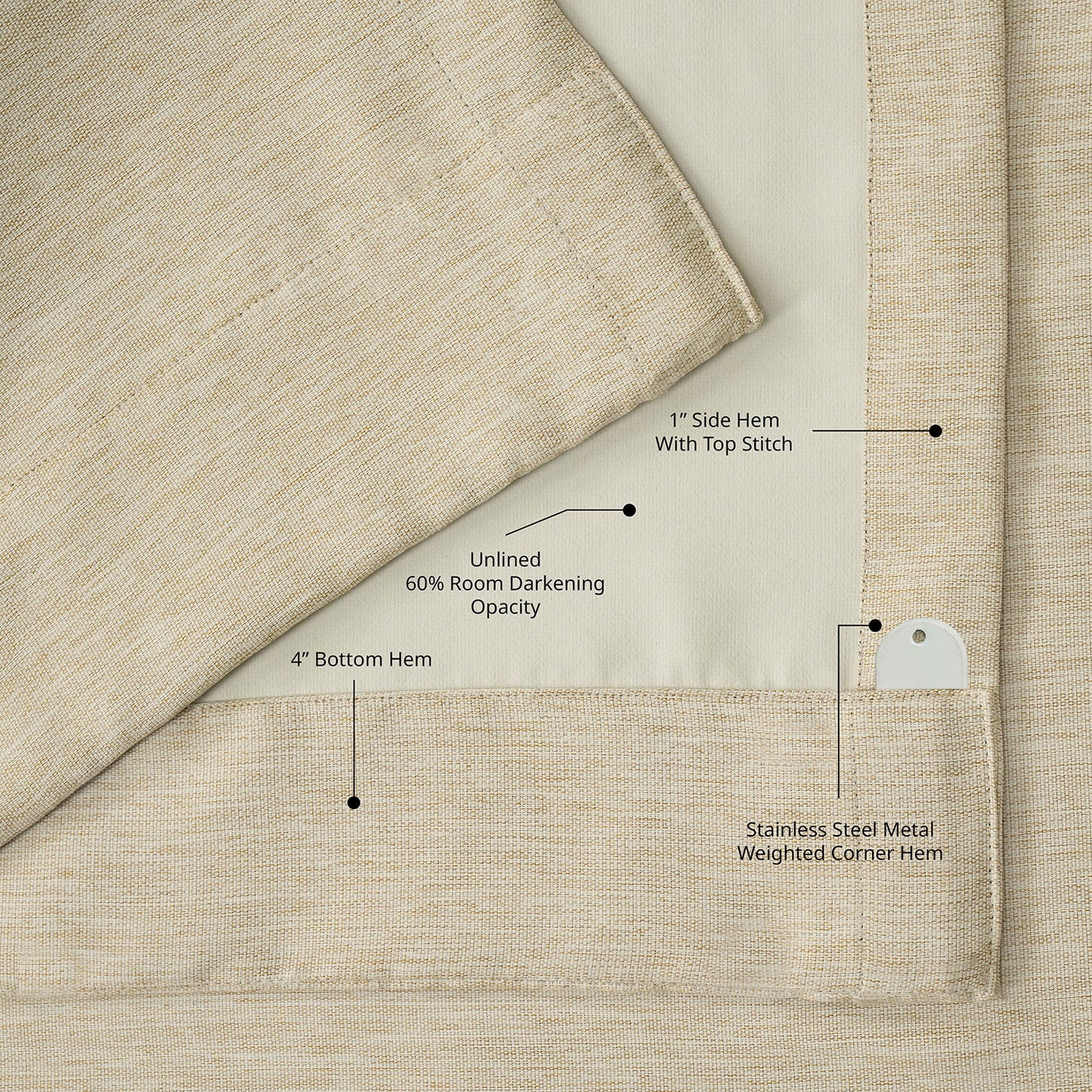 Candlelight Bellino Textured Faux Linen Room Darkening Curtain