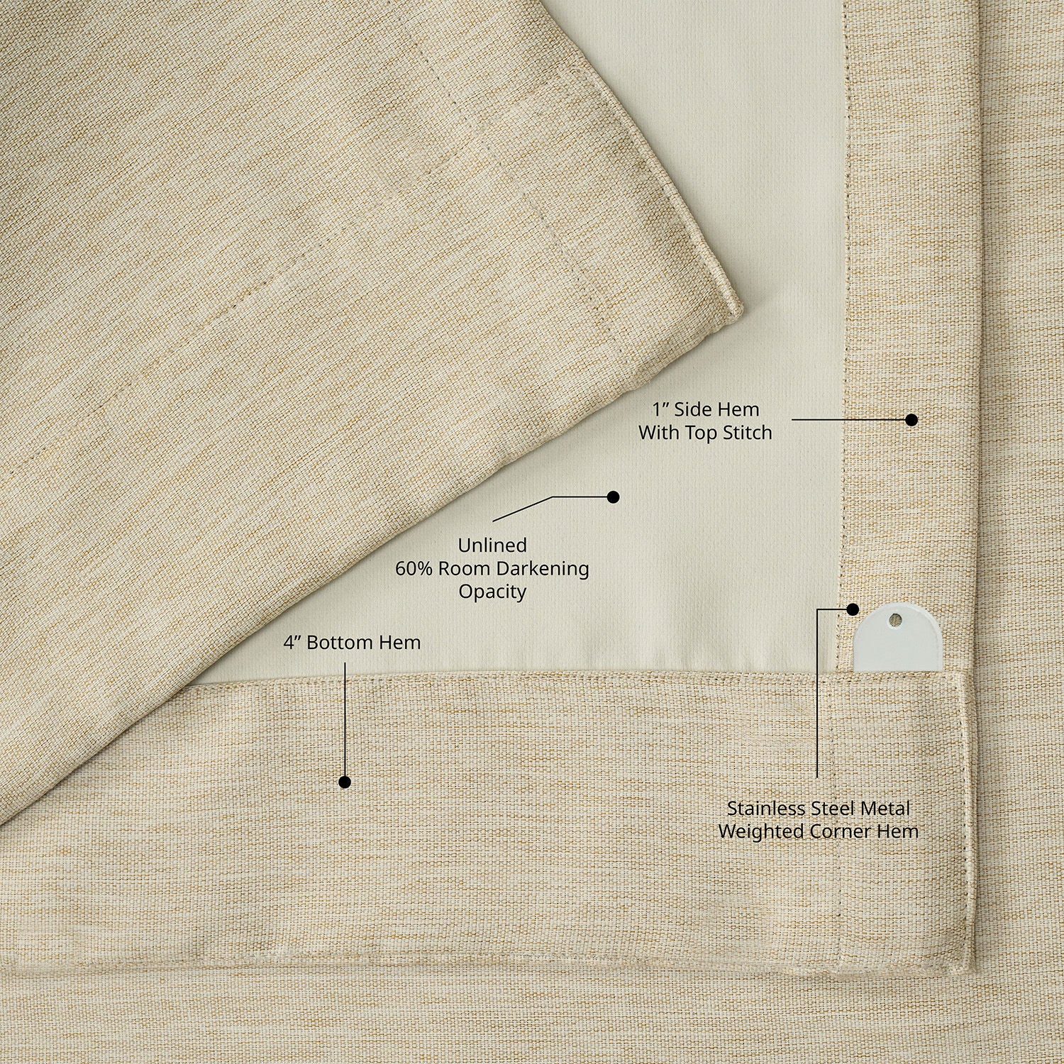 Candlelight Bellino Textured Faux Linen Room Darkening Curtain