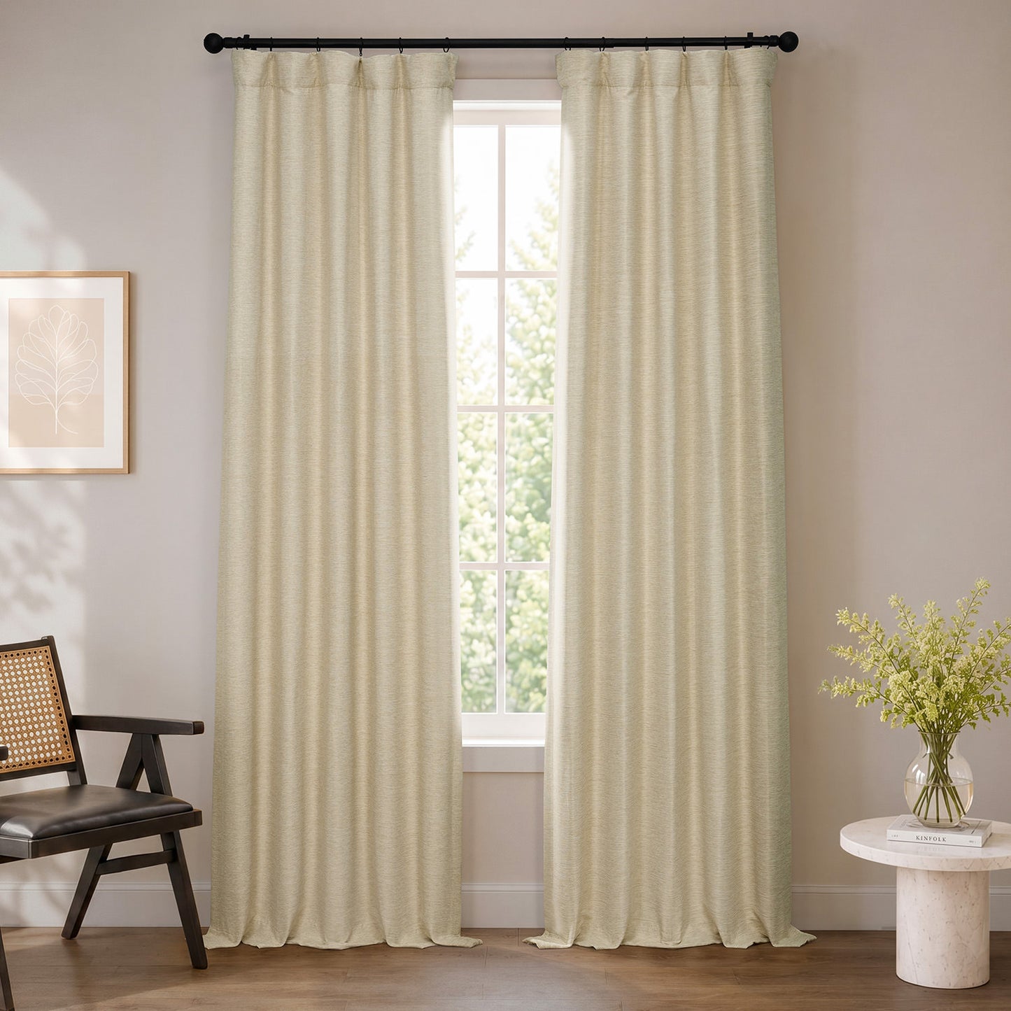 Candlelight Bellino Textured Faux Linen Room Darkening Curtain