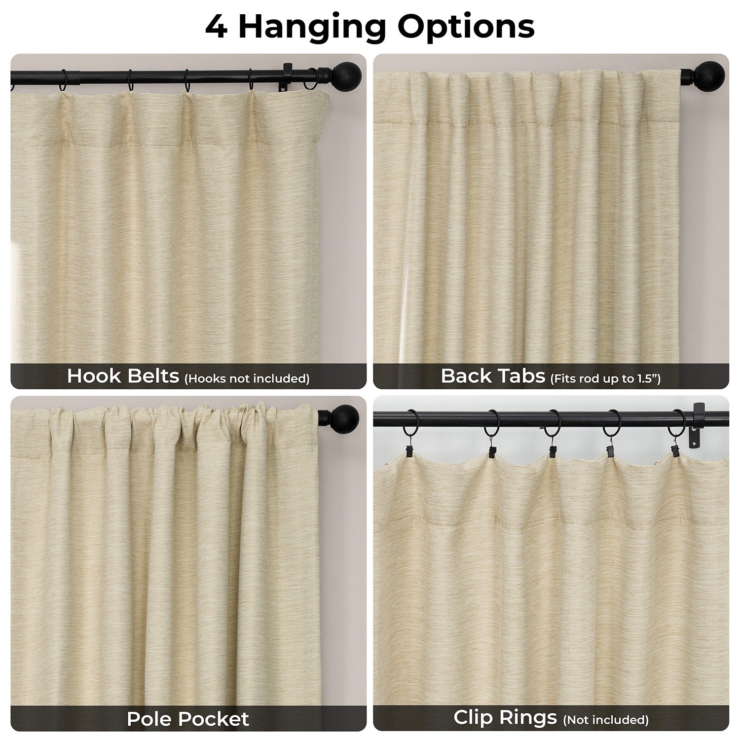 Candlelight Bellino Textured Faux Linen Room Darkening Curtain