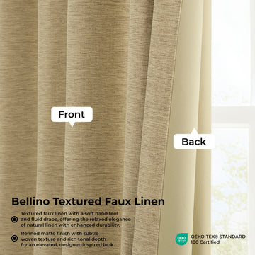 Ginger Bellino Textured Faux Linen Room Darkening Curtain