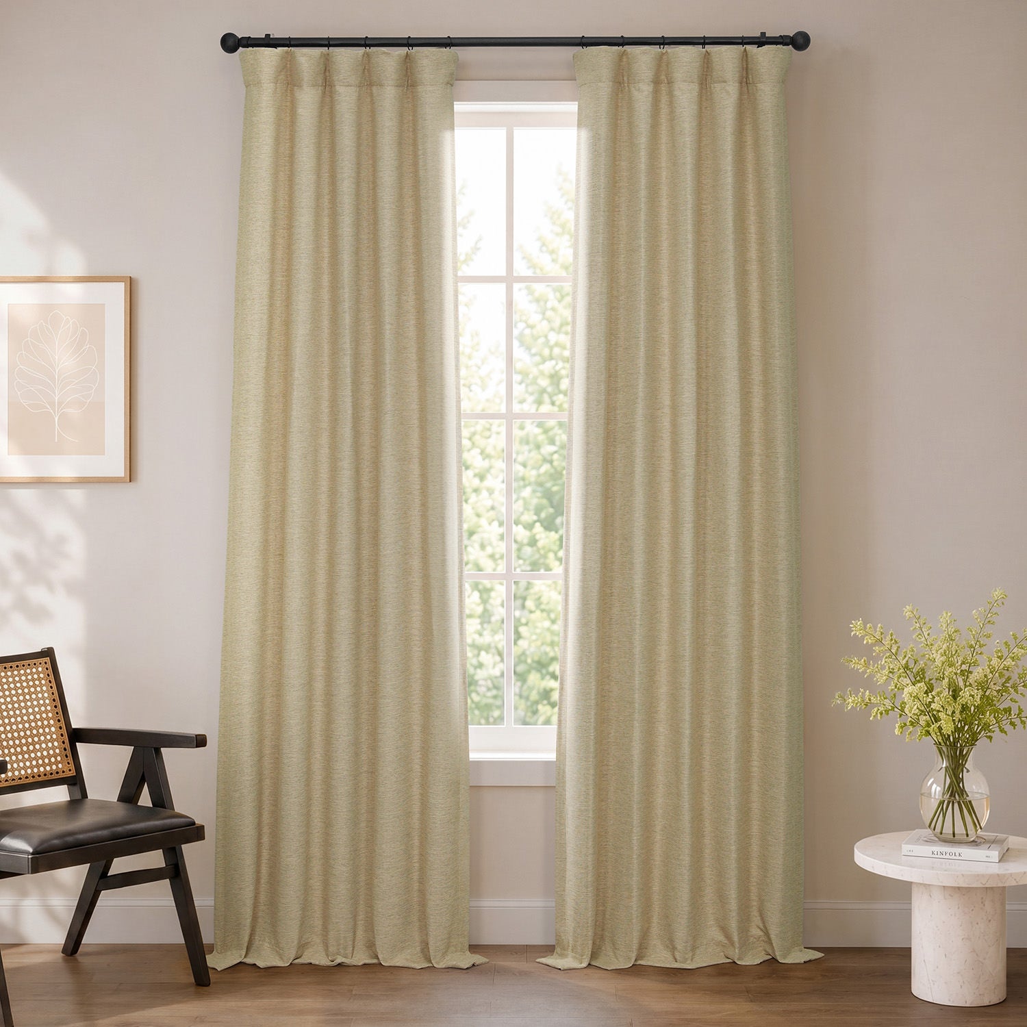 Ginger Bellino Textured Faux Linen Room Darkening Curtain