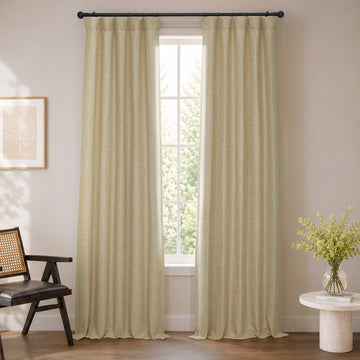 Ginger Bellino Textured Faux Linen Room Darkening Curtain
