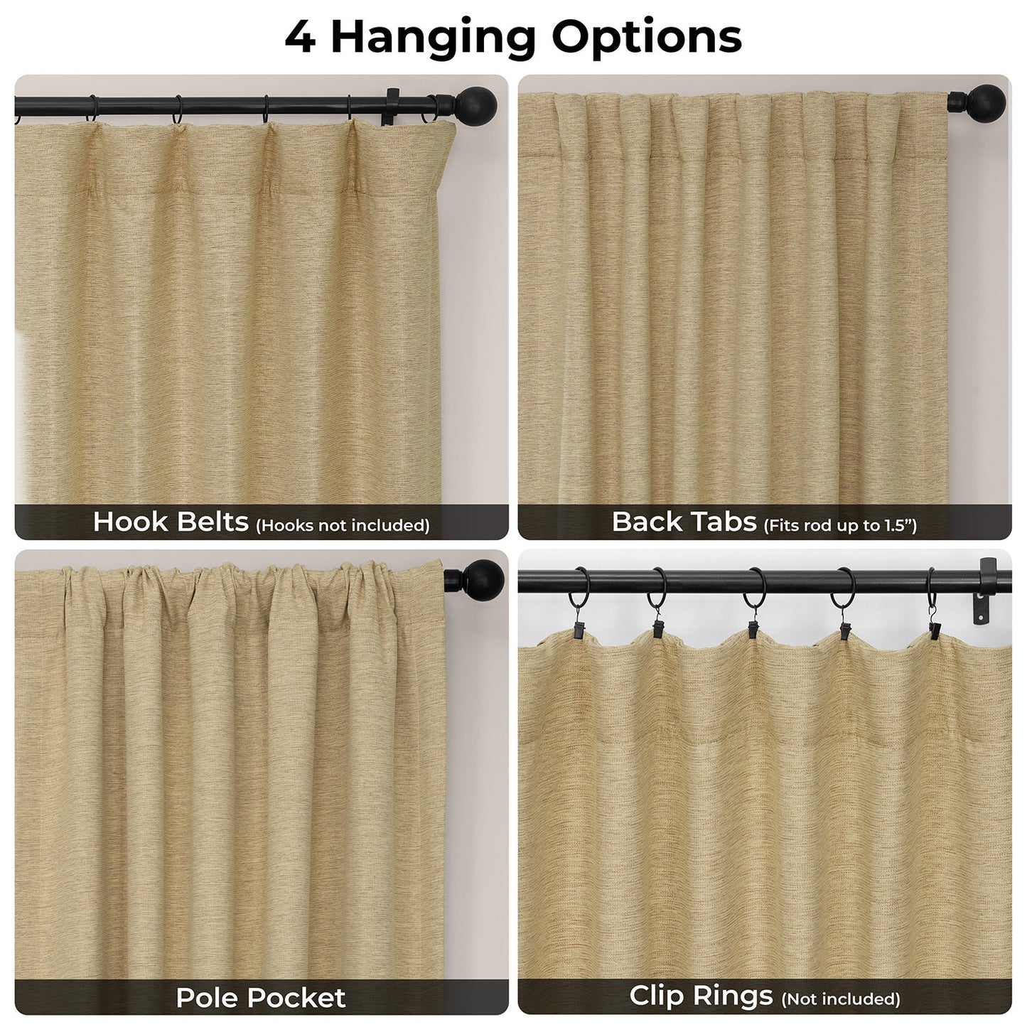 Ginger Bellino Textured Faux Linen Room Darkening Curtain