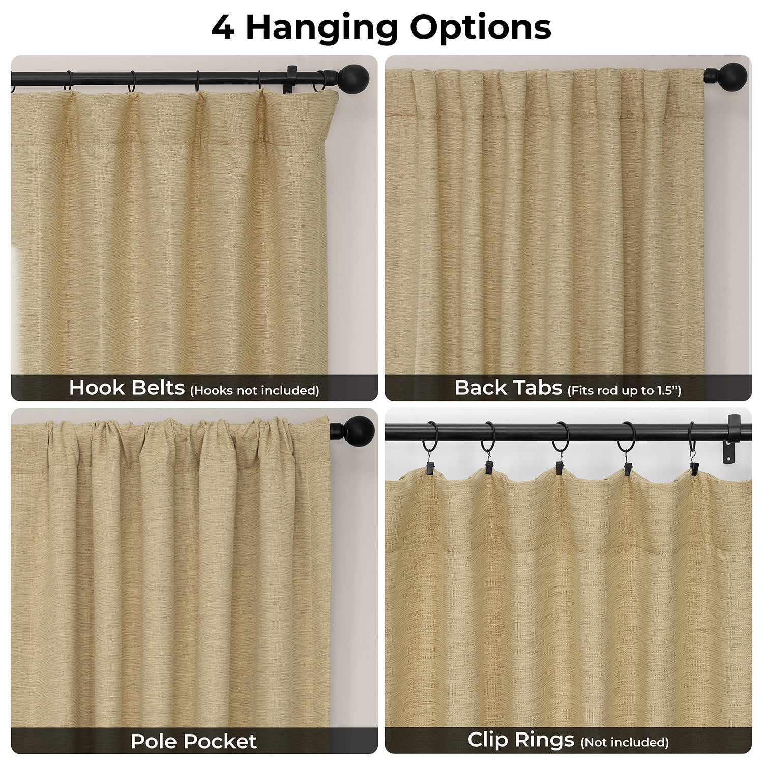 Ginger Bellino Textured Faux Linen Room Darkening Curtain
