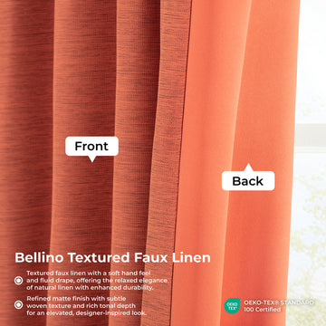 Persimmon Bellino Textured Faux Linen Room Darkening Curtain