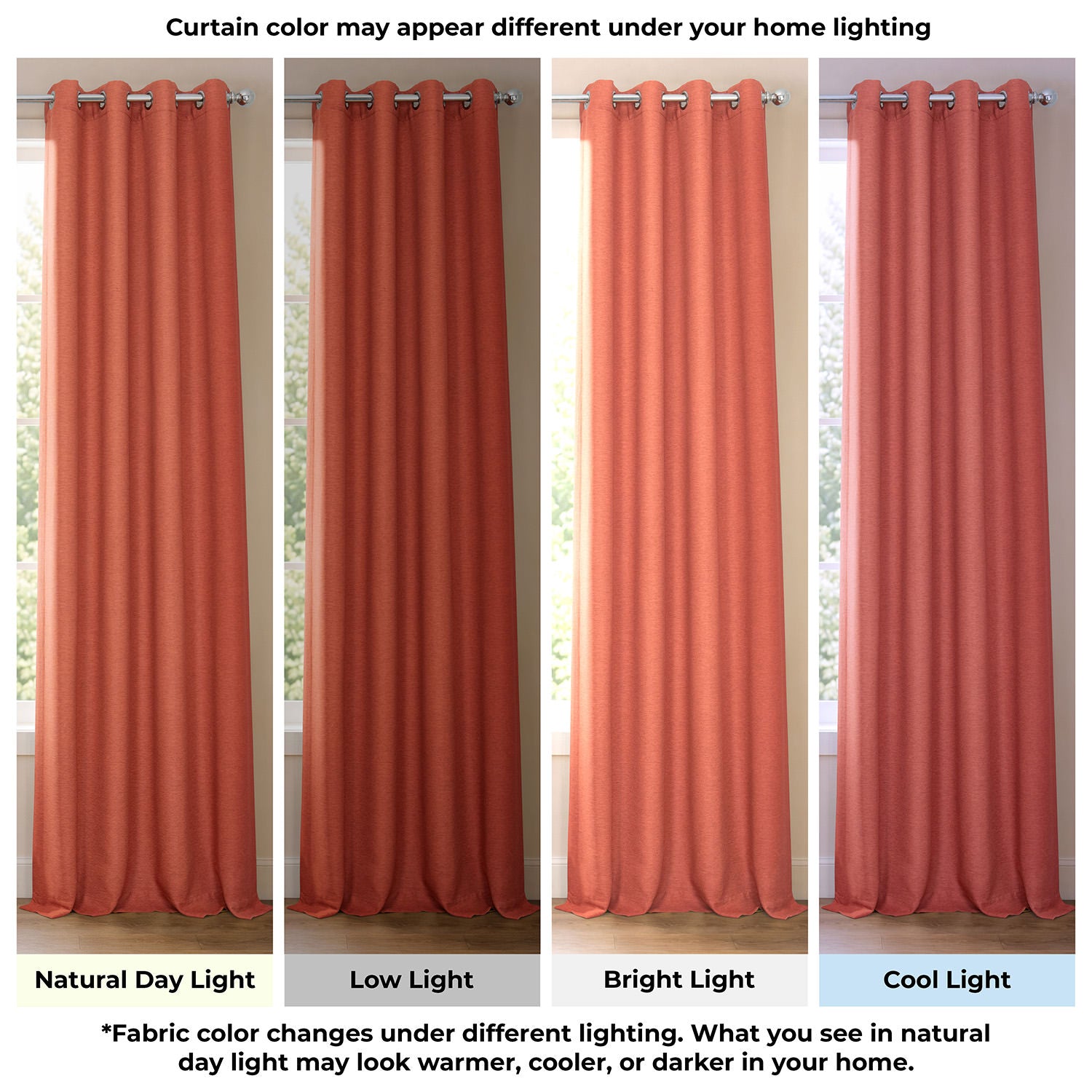 Persimmon Grommet Bellino Textured Faux Linen Room Darkening Curtain