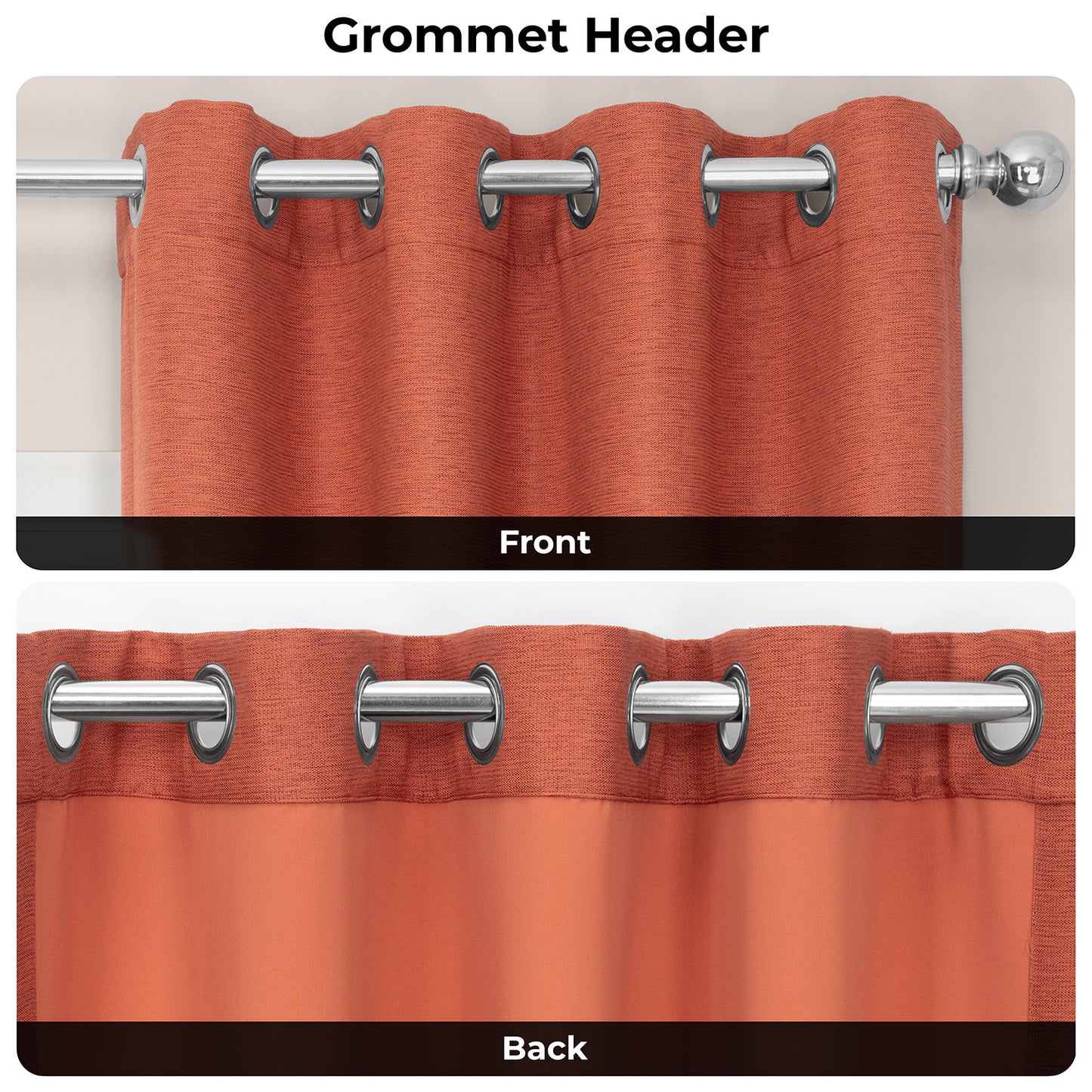 Persimmon Grommet Bellino Textured Faux Linen Room Darkening Curtain