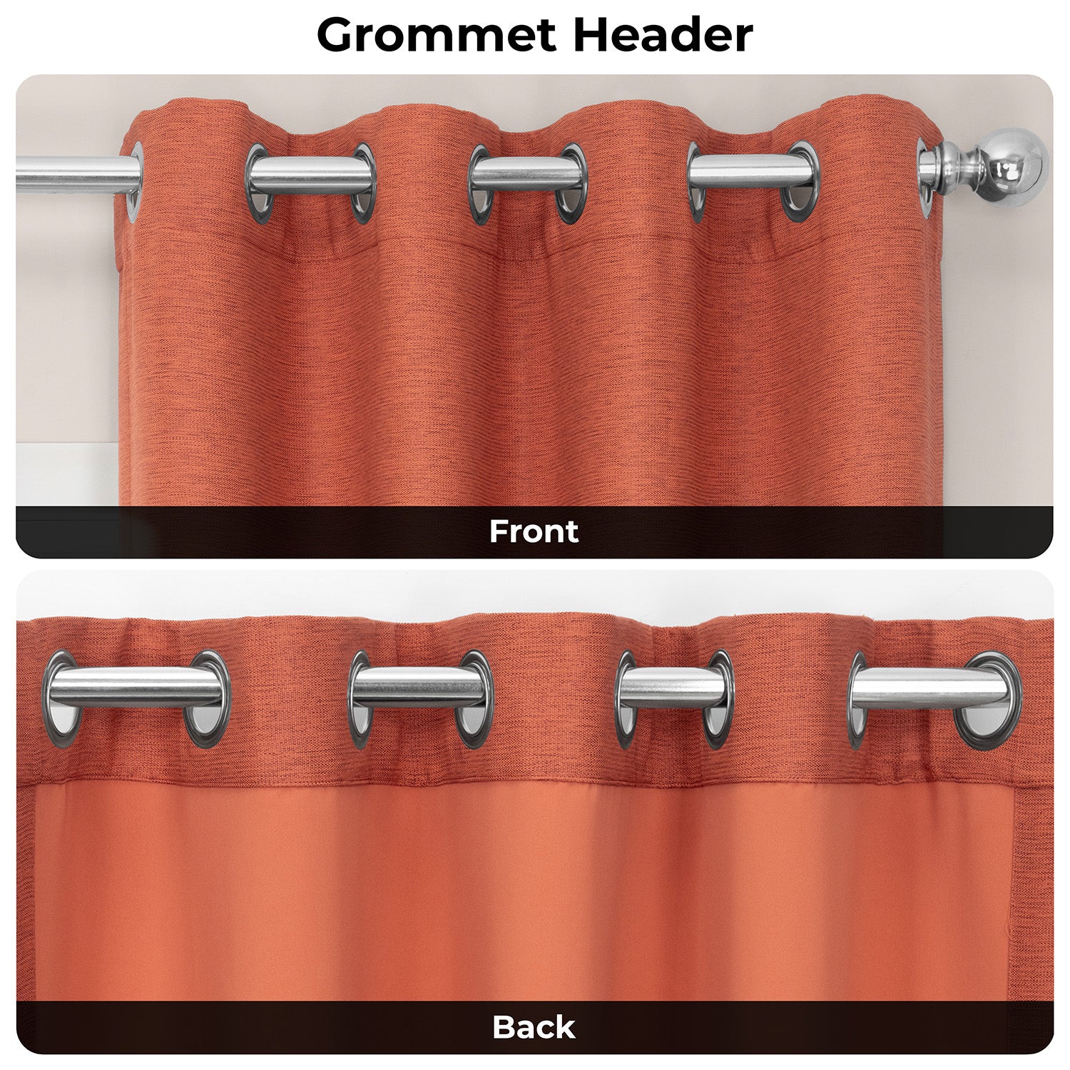 Persimmon Grommet Bellino Textured Faux Linen Room Darkening Curtain