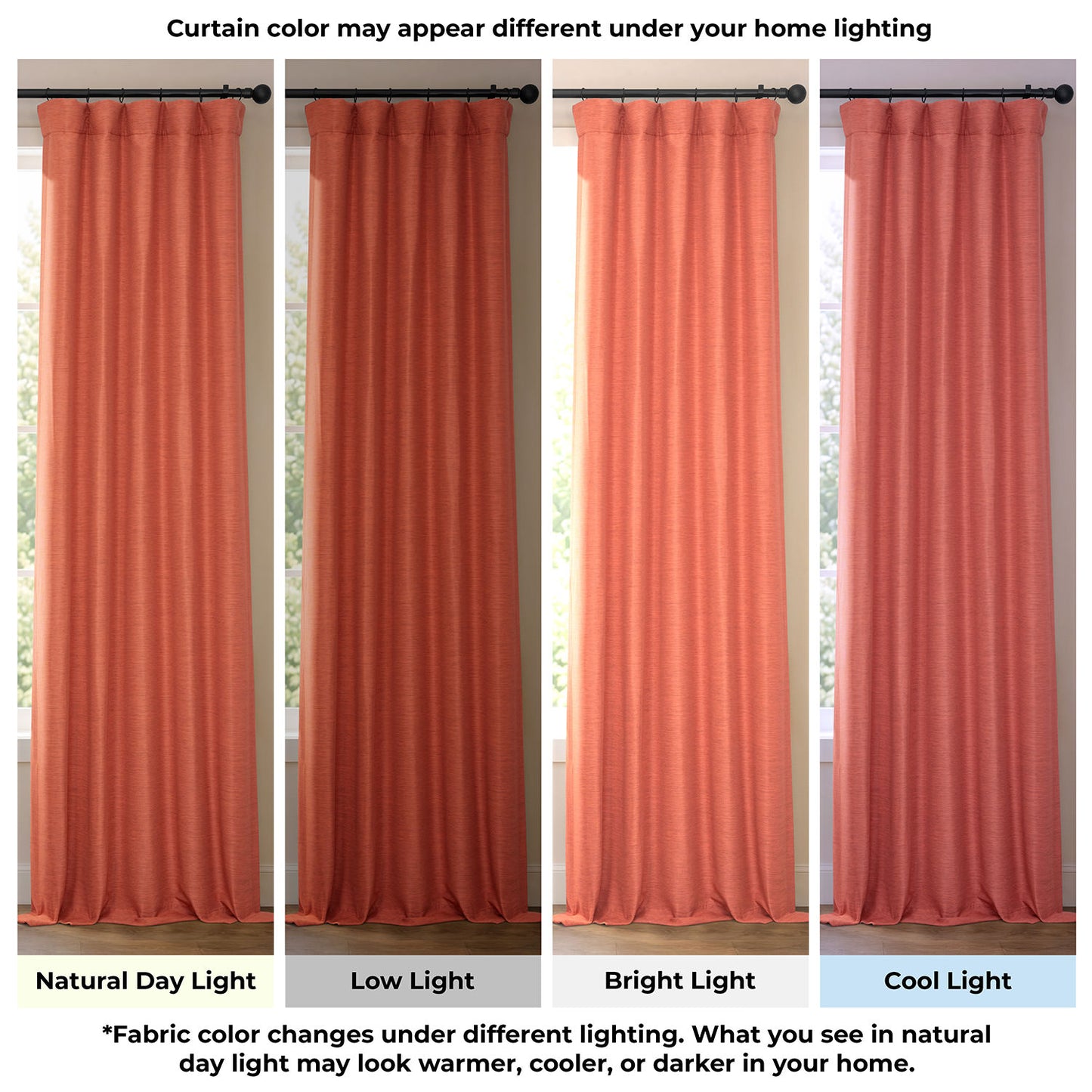 Persimmon Bellino Textured Faux Linen Room Darkening Curtain