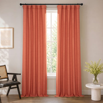 Persimmon Bellino Textured Faux Linen Room Darkening Curtain