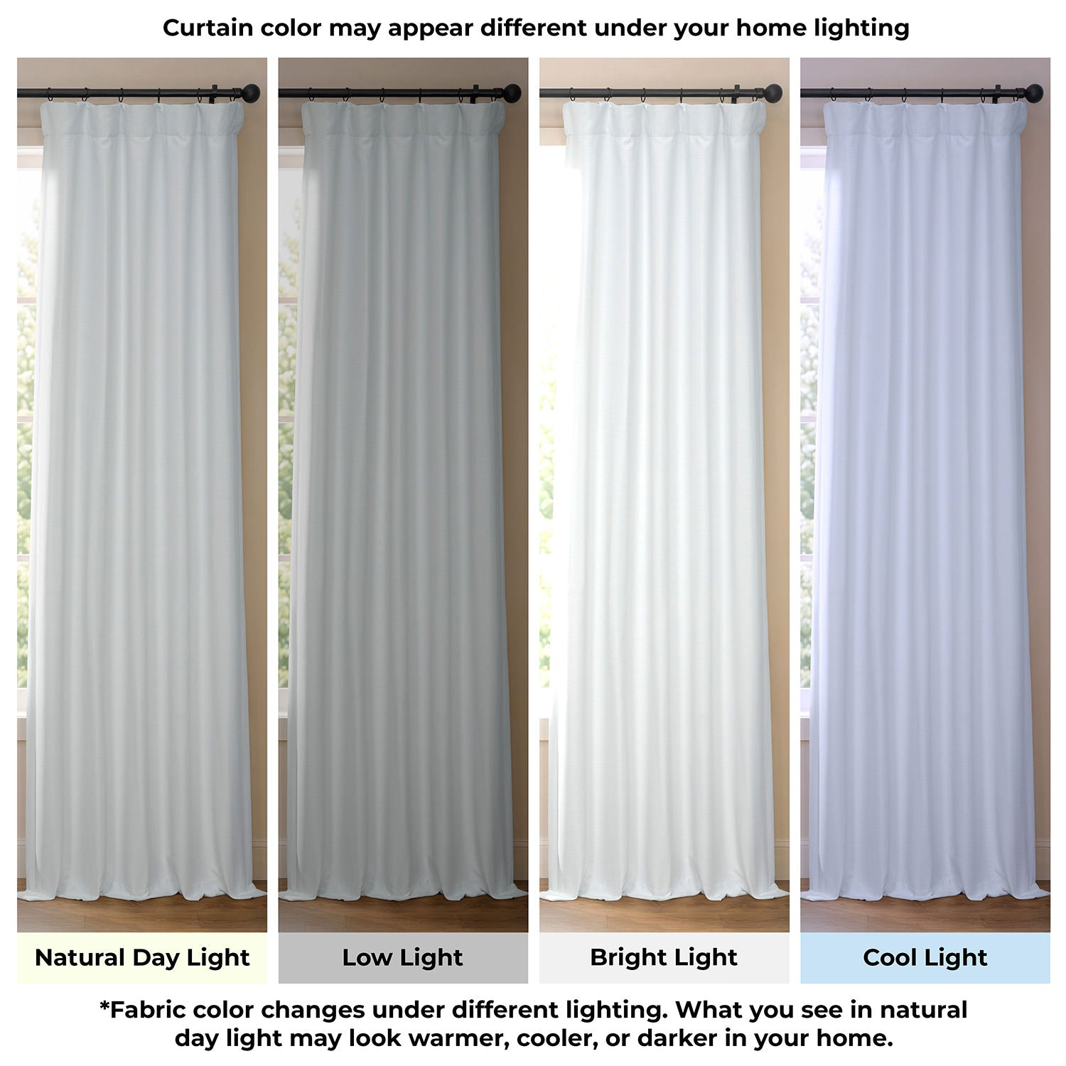 Mist White Bellino Textured Faux Linen Room Darkening Curtain