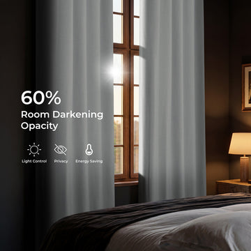 Mist White Bellino Textured Faux Linen Room Darkening Curtain
