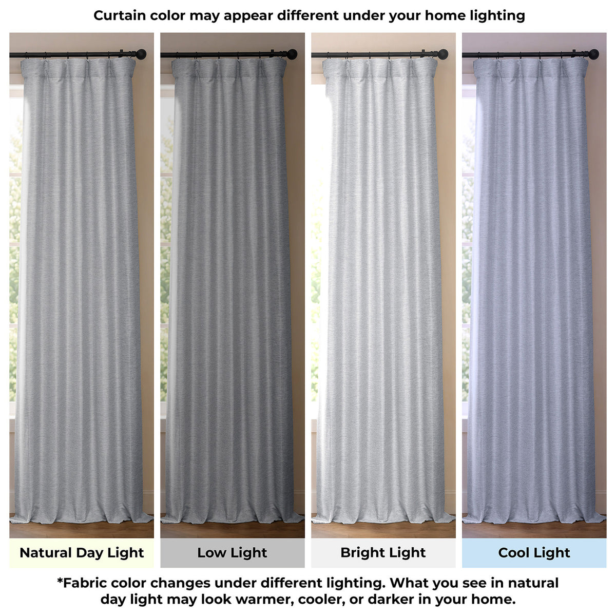 Vista Grey Bellino Textured Faux Linen Room Darkening Curtain
