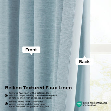 Gulf Blue Bellino Textured Faux Linen Room Darkening Curtain