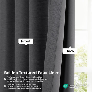 Smoked Truffle Bellino Textured Faux Linen Room Darkening Curtain