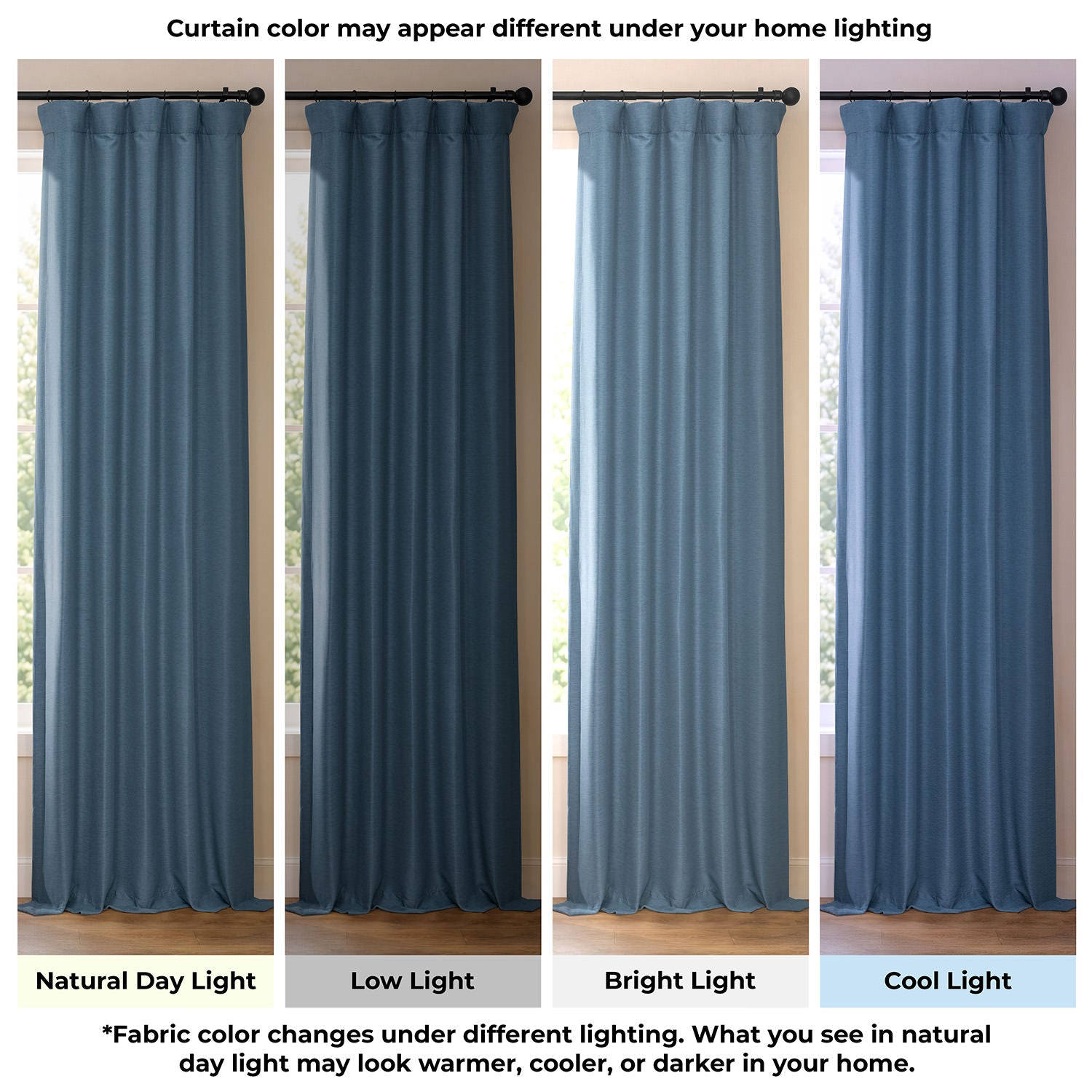 Wild Blue Bellino Textured Faux Linen Room Darkening Curtain