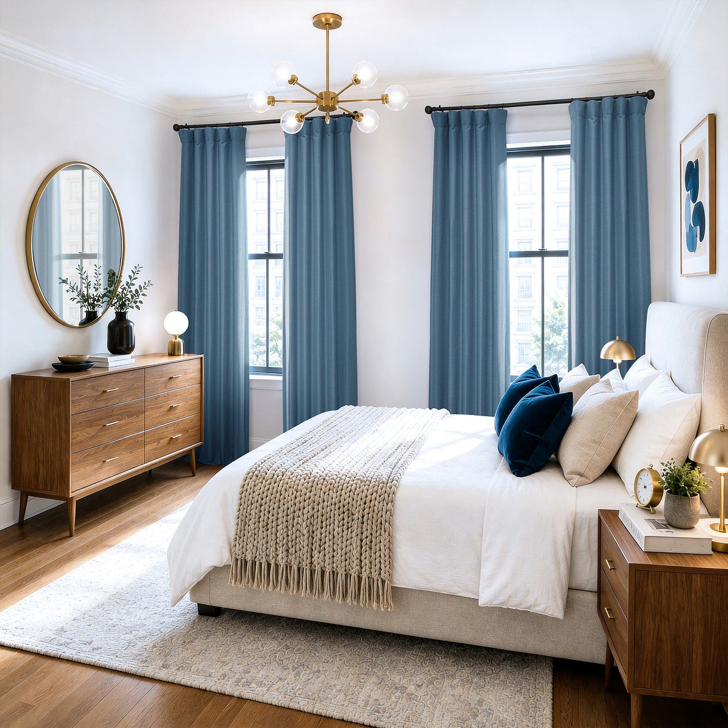 Wild Blue Bellino Textured Faux Linen Room Darkening Curtain