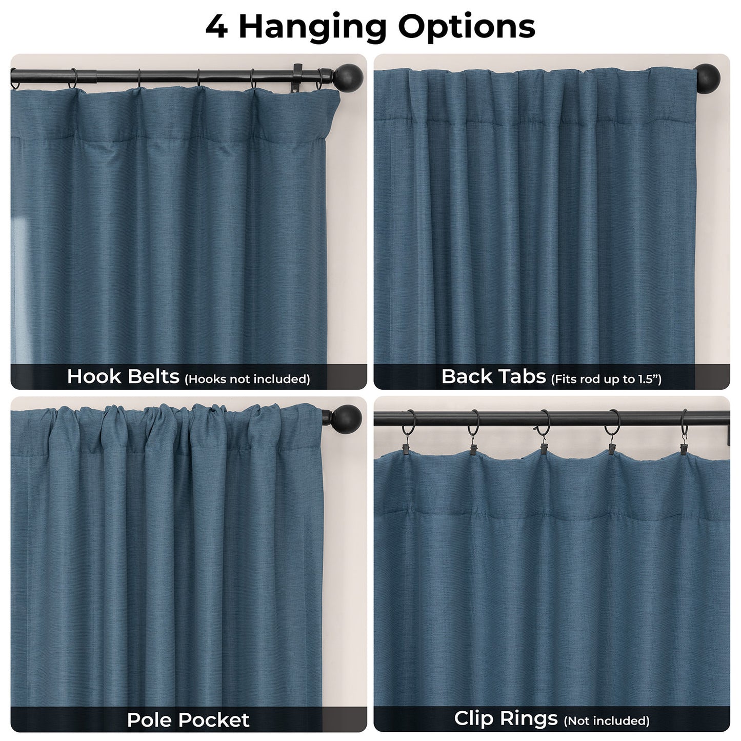 Wild Blue Bellino Textured Faux Linen Room Darkening Curtain