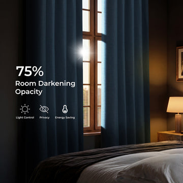 Wild Blue Bellino Textured Faux Linen Room Darkening Curtain