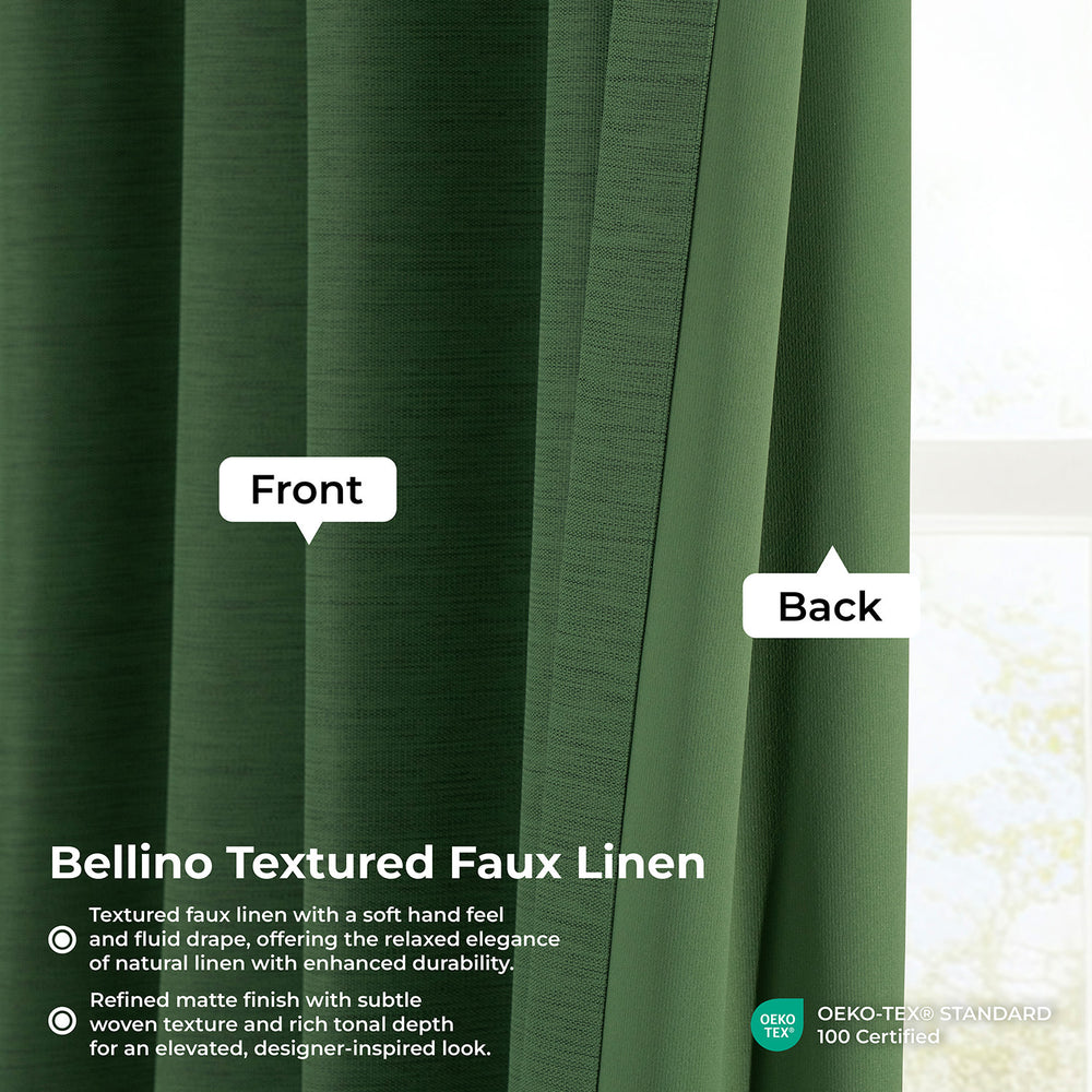 Pine Forest Bellino Textured Faux Linen Room Darkening Curtain