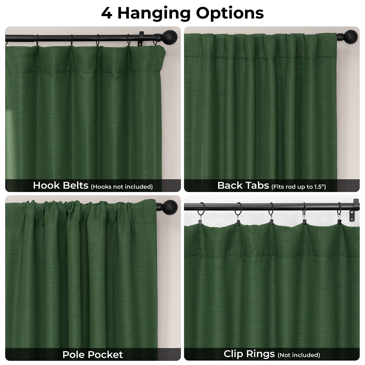 Pine Forest Bellino Textured Faux Linen Room Darkening Curtain